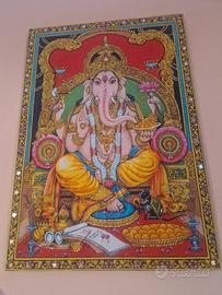 Arazzo in cotone Ganesha con cornice e vetro