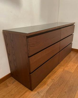MALM (IKEA) Cassettiera con top in vetro