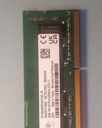 RAM 4GB DDR4 3200MHz SODIMM Nanya per Laptop