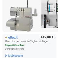 macchina taglia e cuci Singer 