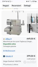 macchina taglia e cuci Singer 