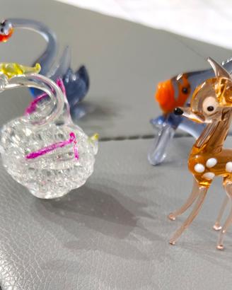 Lotto di piccoli animaletti in vetro di Murano