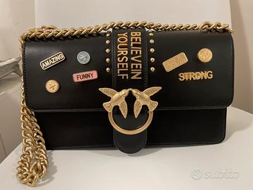 Pinko bag nera tracolla di metallo