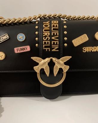 Pinko bag nera tracolla di metallo