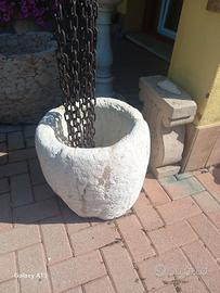 mortaio in marmo bianco antico 