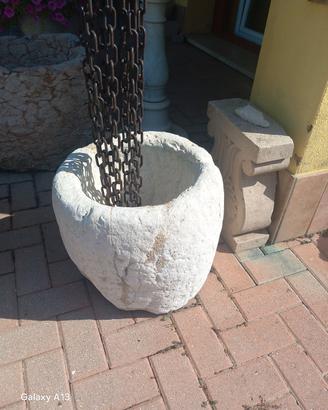 mortaio in marmo bianco antico 