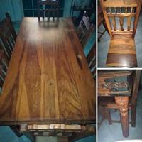 tavolo 4 sedie in tek