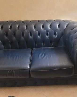 2 Divani 2 posti in vera pelle blu