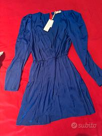 Abito blu reale in raso da festa Rinascimento nuov