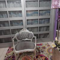 poltrona salotto stile Luigi grigia e argento