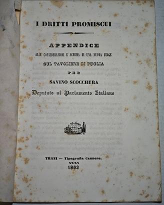 1863 Dritti Promiscui Nuova legge Tavoliere Puglie