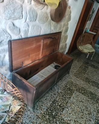 cassa panca legno massello antico 