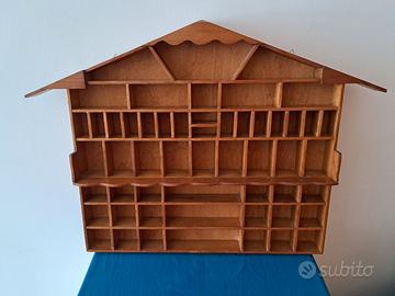 Bacheca portaoggetti vintage in legno da parete