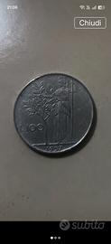 moneta 100 lire errore di conio capovolta