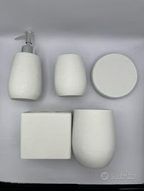 SET DA BAGNO BIANCO EFFETTO PIETRA