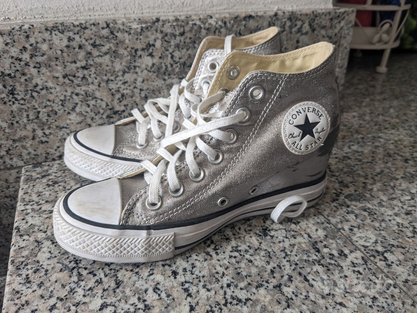 Converse rialzate bianche on sale