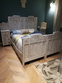 Letto matrimoniale shabby primi '900