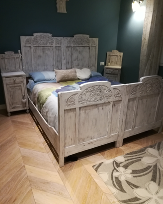 Letto matrimoniale shabby primi '900