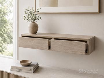 Mensola con due cassetti - finitura rovere chiaro