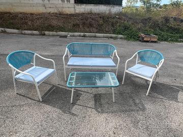 Set 2 poltrone + divano + tavolo EIVISSA - Deghi