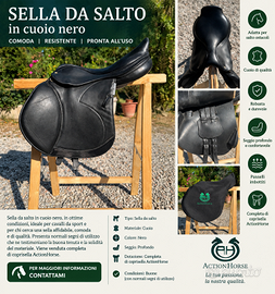 Sella da salto in cuoio nero