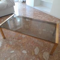 TAVOLINO  DORATO E CRISTALLO FUME'