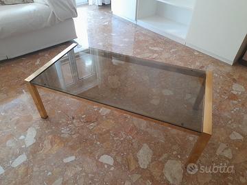 TAVOLINO  DORATO E CRISTALLO FUME'