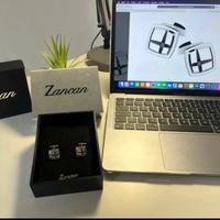 Gemelli Zancan in argento con pietra nera