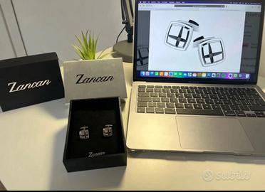 Gemelli Zancan in argento con pietra nera