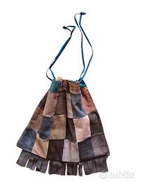 Borsa Vintage Patchwork camoscio donna. Buon stato