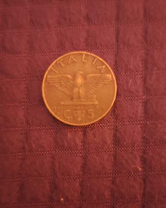 Moneta da 5 centesimi 1941 Vitt. Em. IIII