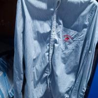 Camicia polo club strisce bianche e blu