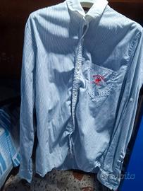 Camicia polo club strisce bianche e blu