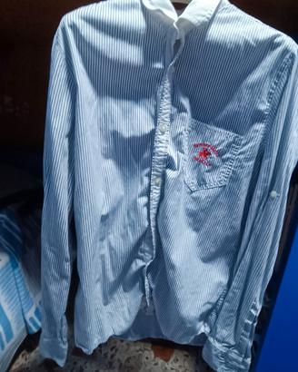 Camicia polo club strisce bianche e blu