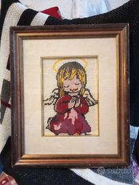 Quadro con angelo a punto croce 