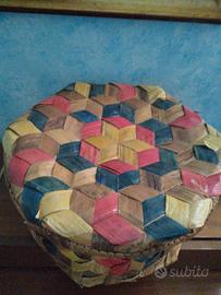 cestello portaoggetti in vimini design cubi colora