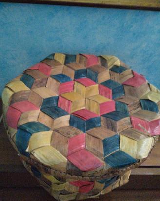 cestello portaoggetti in vimini design cubi colora