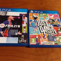 Giochi Fifa 21 e Just Dance 2021 PS4