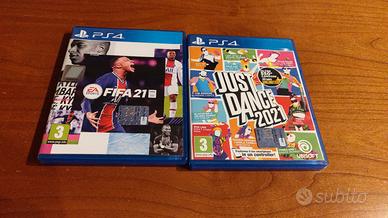 Giochi Fifa 21 e Just Dance 2021 PS4