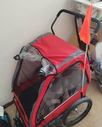 Passeggino rimorchio per bici 2 posti