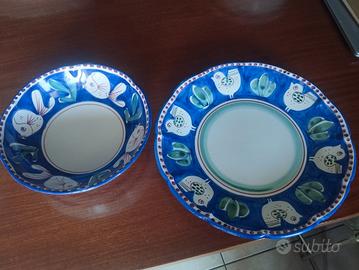 piatto ed insalatiera in ceramica vietrese