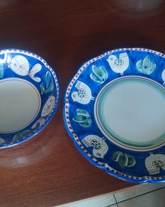 piatto ed insalatiera in ceramica vietrese