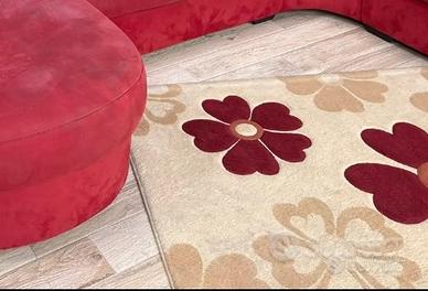 Tappeto rettangolare 160x132 panna a fiori