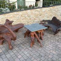 Arredo giardino tavolo e sedie legno radici unici!