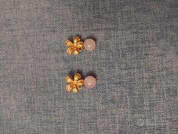 Orecchini fiore e quarzo rosa