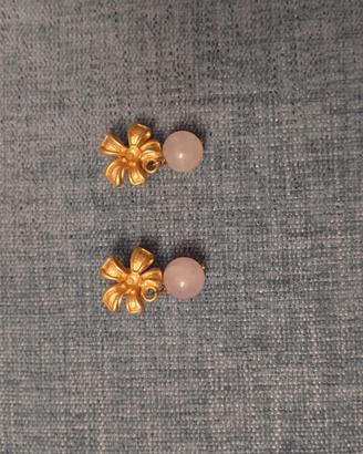 Orecchini fiore e quarzo rosa