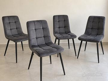 4 sedie velluto Monaco grigio scuro
