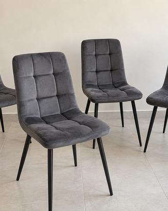 4 sedie velluto Monaco grigio scuro