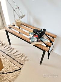 PANCHINA IN LEGNO CON STRUTTURA IN METALLO VINTAGE