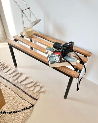 PANCHINA IN LEGNO CON STRUTTURA IN METALLO VINTAGE